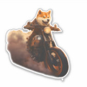 おもしろい,柴犬,バイク,犬,操り人形,男, シール (正面)