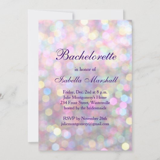 おもしろい、気のあるそぶりをしたおよびカラフルバチェロレッテ 招待状 (裏面)