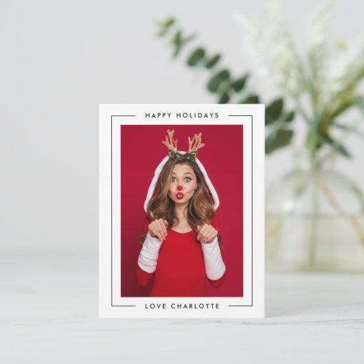 おもしろい |深い赤かわいいよくはしゃぐ写真 シーズンカード (スタンド正面)