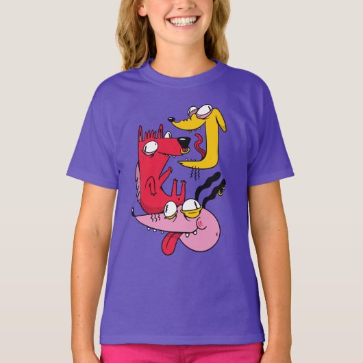 おもしろい 狂った犬のデザイン Tシャツ (正面)