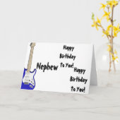 おもしろい、甥の誕生日あいさつ、ブルーギター。 カード (黄色い花)