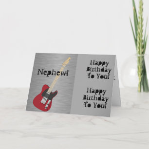 おもしろい、甥の誕生日あいさつ、レッドギター。 カード