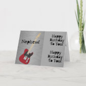 おもしろい、甥の誕生日あいさつ、レッドギター。 カード (正面)