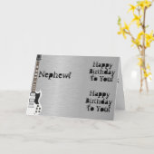 おもしろい、甥の誕生日の挨拶、ホワイトギター。 カード (黄色い花)