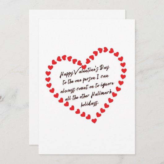 おもしろい&皮肉バレンタインデーのギフト引用文 シーズンカード (正面/裏面)