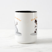 おもしろい、私はにんじんをかぎますも! ツートーンマグカップ (中央)