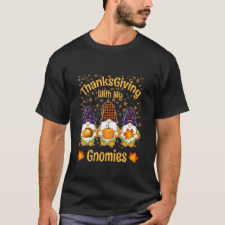 おもしろい+秋のノーム+落ち葉+感謝祭+と Tシャツ