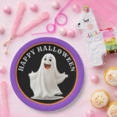 おもしろい、笑顔の幽霊ハッピーハローウィン ペーパープレート (パーティー)