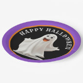 おもしろい、笑顔の幽霊ハッピーハローウィン ペーパープレート (アングル)