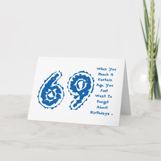 おもしろい、第69誕生日はそれ、白い青について、忘れます カード (正面)