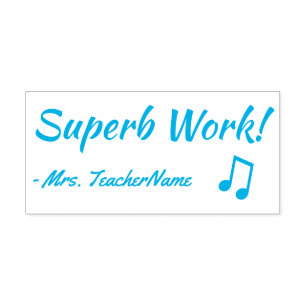 おもしろい「素晴らしい作品!」+チューター名ゴム印 セルフインキングスタンプ