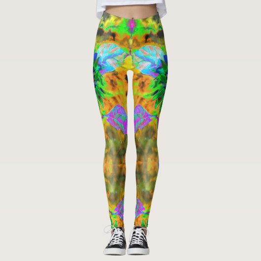 おもしろい – 緑のひまわり レギンス (正面)