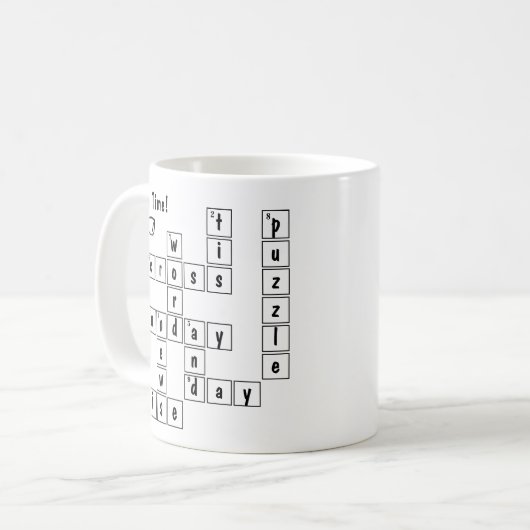 おもしろい「脳の時間!」 クロスワードパズルメガネアート コーヒーマグカップ (正面左)
