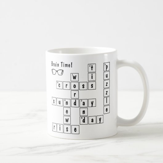 おもしろい「脳の時間!」 クロスワードパズルメガネアート コーヒーマグカップ (右)
