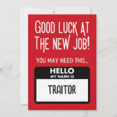 おもしろい「裏切り者バッジ」同僚離れ サンキューカード (正面)