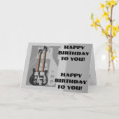 おもしろい、誕生日の挨拶、白黒ギター カード (黄色い花)