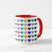 おもしろい、調和カラフルのとれたカードハートスーツのパターン マグカップ (正面右)