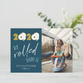 おもしろい「転があれ」の写真カスタムクリスマス シーズンカード (スタンド正面)