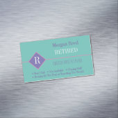 おもしろい、退職したティール(緑がかった色)と紫、DIY Gag マグネット名刺 (インサイチュ)