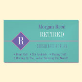 おもしろい、退職したティール（緑がかった色）と紫、DIY Gag マグネット名刺