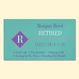 おもしろい、退職したティール（緑がかった色）と紫、DIY Gag マグネット名刺