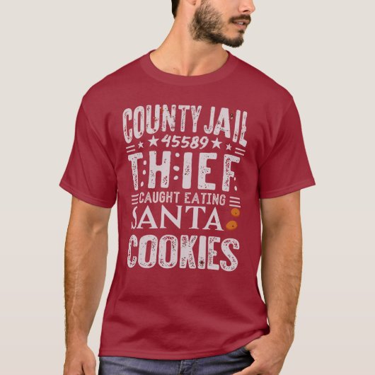 おもしろい 郡刑務所 受刑者 囚人 窃盗 クリスマス Tシャツ (正面)