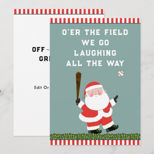 おもしろい 野球 クリスマス ホリデー カード (正面/裏面)