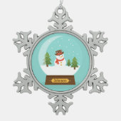 おもしろい!雪だるまの雪パーソナライズされた片 – 名前の追加 スノーフレークピューターオーナメント (正面)