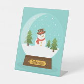 おもしろい!雪だるまペデスタルパーソナライズされたの符号付き名前 台座サイン (正面)