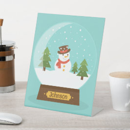 おもしろい!雪だるまペデスタルパーソナライズされたの符号付き名前 台座サイン