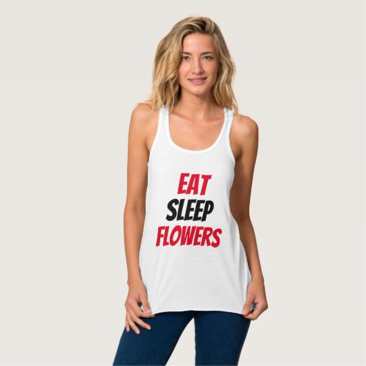 おもしろい!食べSleep Flowers Tank Top タンクトップ (正面フル)