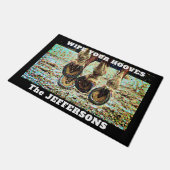 おもしろい「馬の蹄で蹄を拭く」 ドアマット (アングル)