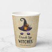 おもしろい「魔女を飲む」大人ハローウィンパーティ 紙コップ (正面)
