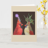 おもしろい（鳥）ショウジョウコウカンチョウ対 カード (黄色い花)