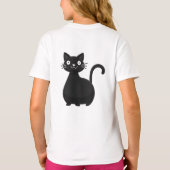 おもしろい 黒猫 ぱっちりおおきいめ かわいいネコ イラスト Tシャツ (裏面)