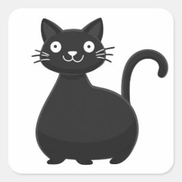おもしろい 黒猫 まなざしが大きい かわいい猫 イラスト スクエアシール
