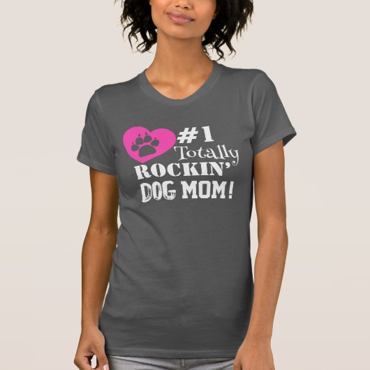 おもしろい#1トータルRockin Dog Mom（灰色） Tシャツ (正面)