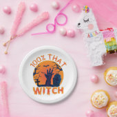 おもしろい 100% あの魔女 ハロウィン 紙皿 (パーティー)