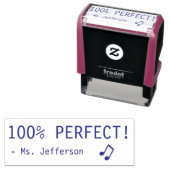 おもしろい"100%完璧！" +先生の名前ラバースタンプ セルフインキングスタンプ (インサイチュ)