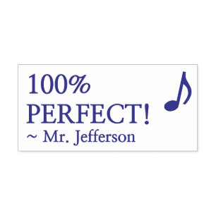 おもしろい「100% PERFECT!」 +教育者カスタム名 セルフインキングスタンプ