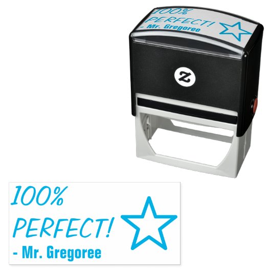 おもしろい「100% PERFECT!」 +教育者ネームラバースタンプ セルフインキングスタンプ (インサイチュ)