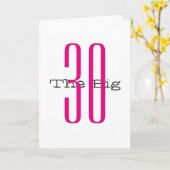 おもしろい、30歳の誕生日、大きなピンク、黒の文字、白。 カード (黄色い花)