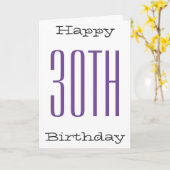 おもしろい、30歳の誕生日、大紫、黒の文字、白。 カード (黄色い花)