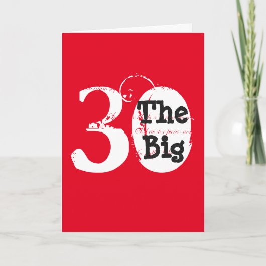 おもしろい、30歳の誕生日、白、赤の黒い文字。 カード (正面)