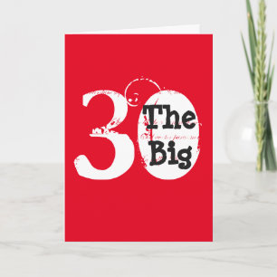 おもしろい、30歳の誕生日、白、赤の黒い文字。 カード