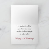 おもしろい、31歳の誕生日、娘、赤と白文字。 カード (内部)