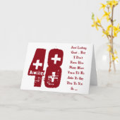 おもしろい、48歳の誕生日、赤と白文字。 カード (黄色い花)