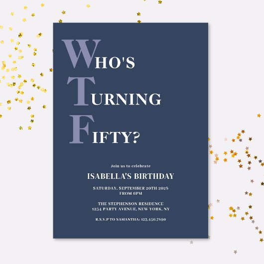 おもしろい 50歳の誕生日 ユーモラス モダン 招待状