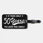 おもしろい 50歳の誕生日 レトロなタイポグラフィ ラゲッジタグ (裏面横)