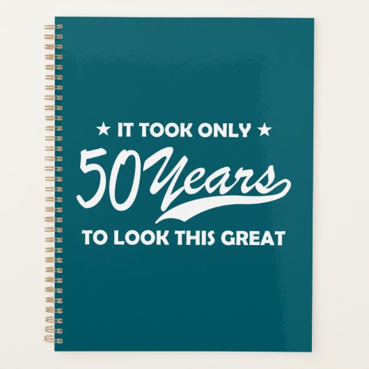 おもしろい 50歳の誕生日 レトロ タイポグラフィー プランナー手帳 (正面)
